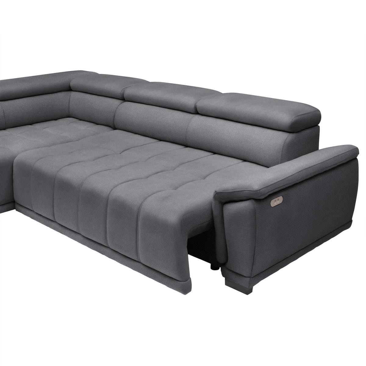 Rohová sedačka GRINALDI, ľavá, modrosivá - čierna/modrosivá, Modern, textil/plast (206/283cm) - Premium Living