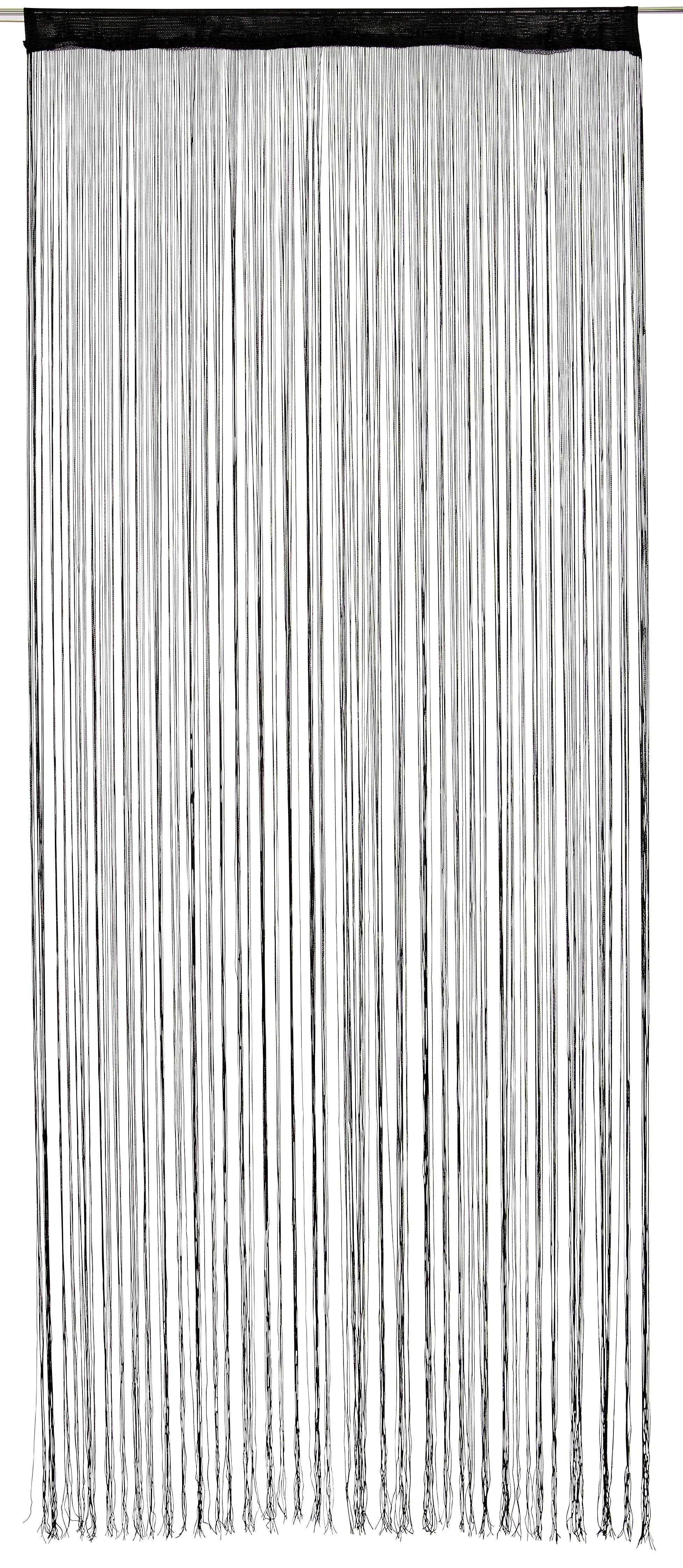 Fadenvorhang + Stangendurchzug Marietta 90x245 Cm Schwarz - Schwarz, KONVENTIONELL, Textil (90/245cm) - Ondega