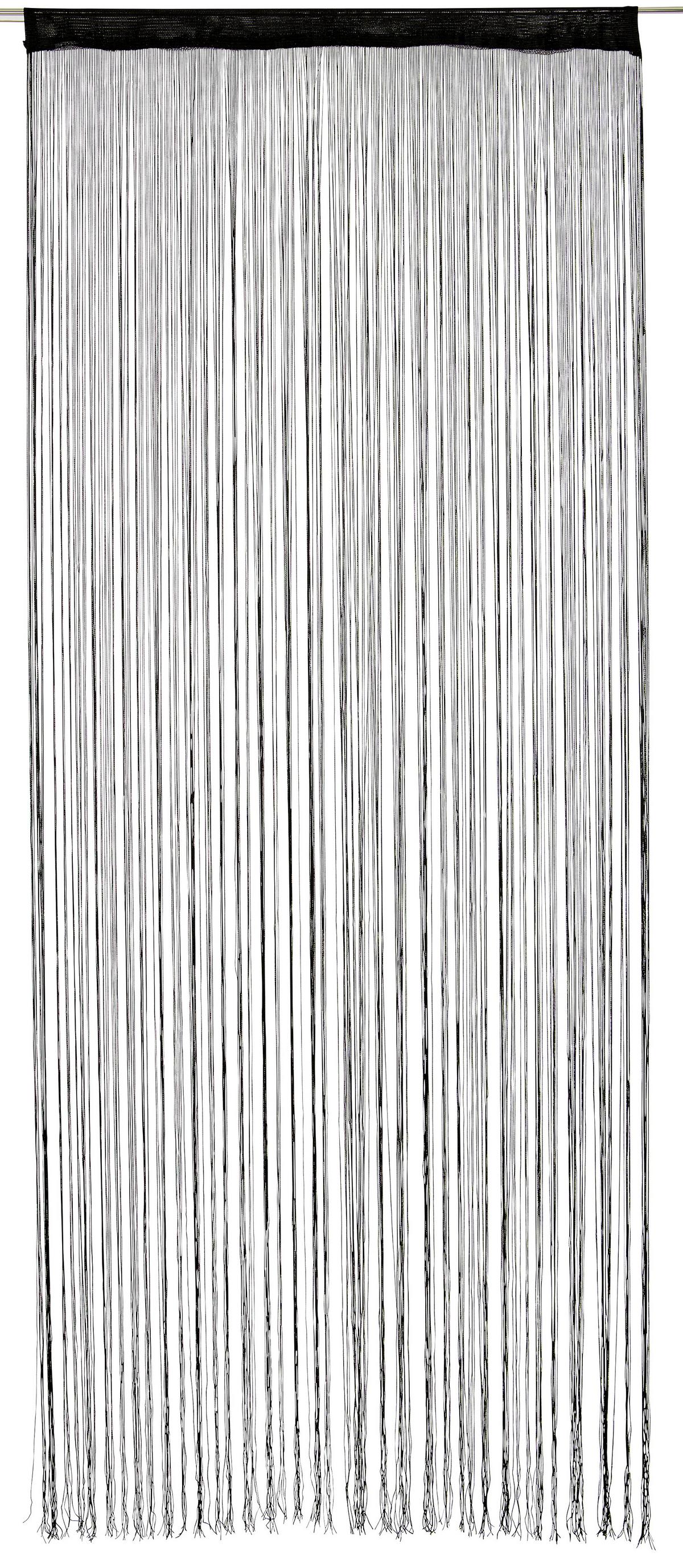 Fadenvorhang + Stangendurchzug Marietta 90x245 cm Schwarz - Schwarz, KONVENTIONELL, Textil (90/245cm) - Ondega