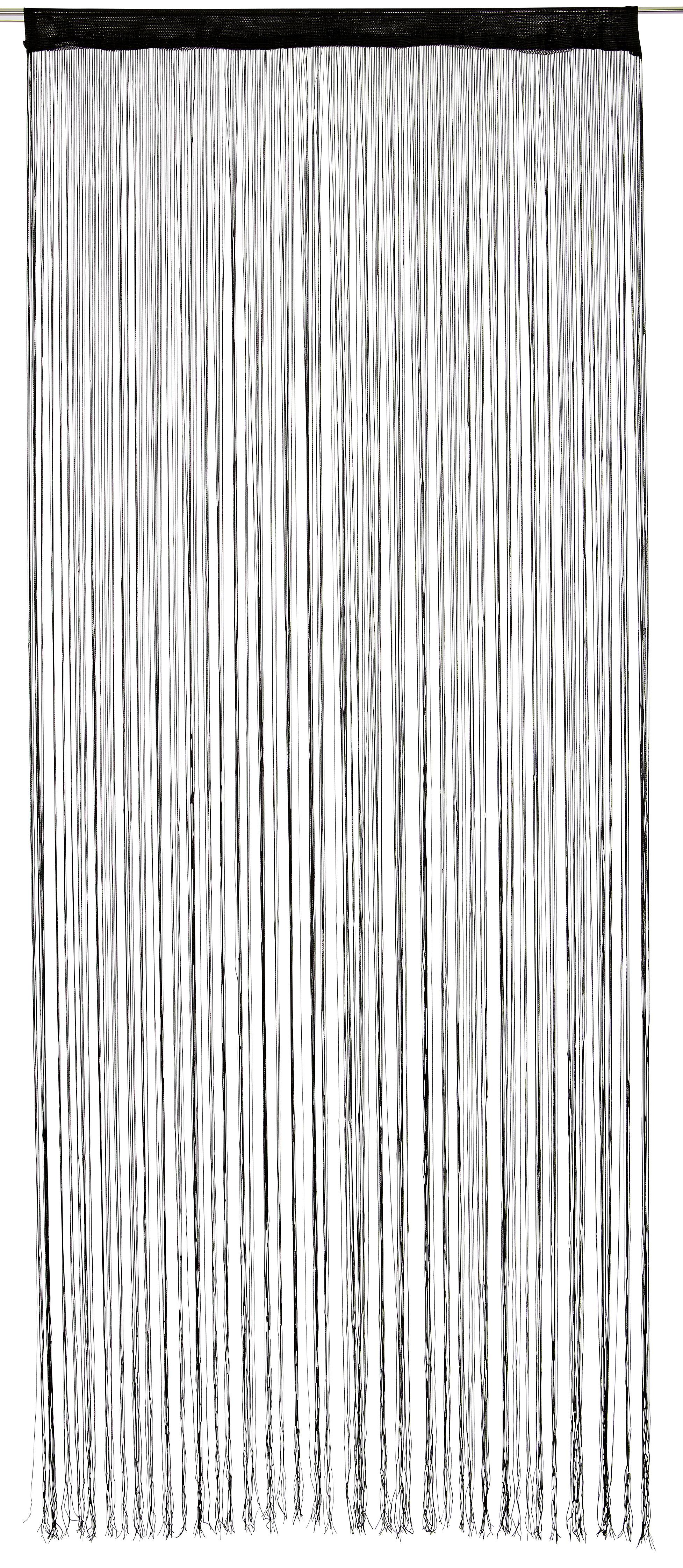 Fadenvorhang Stangendurchzug Marietta B: 90cm, Schwarz - Schwarz, KONVENTIONELL, Textil (90/245cm) - Ombra