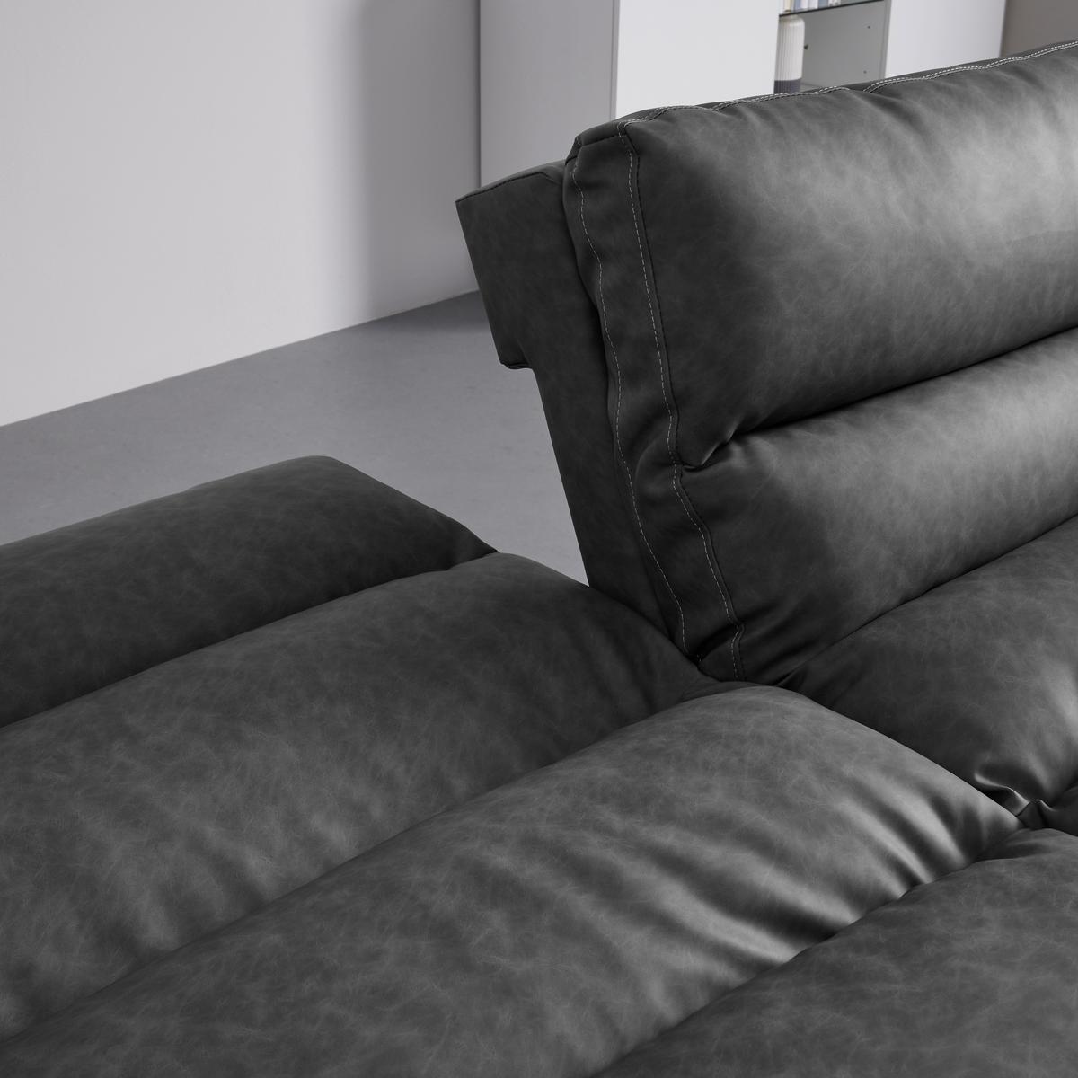 Pohovka LIA tmavá sivá - chrómová/tmavosivá, Modern, kov/drevo (171/112/53cm) - Bessagi Home