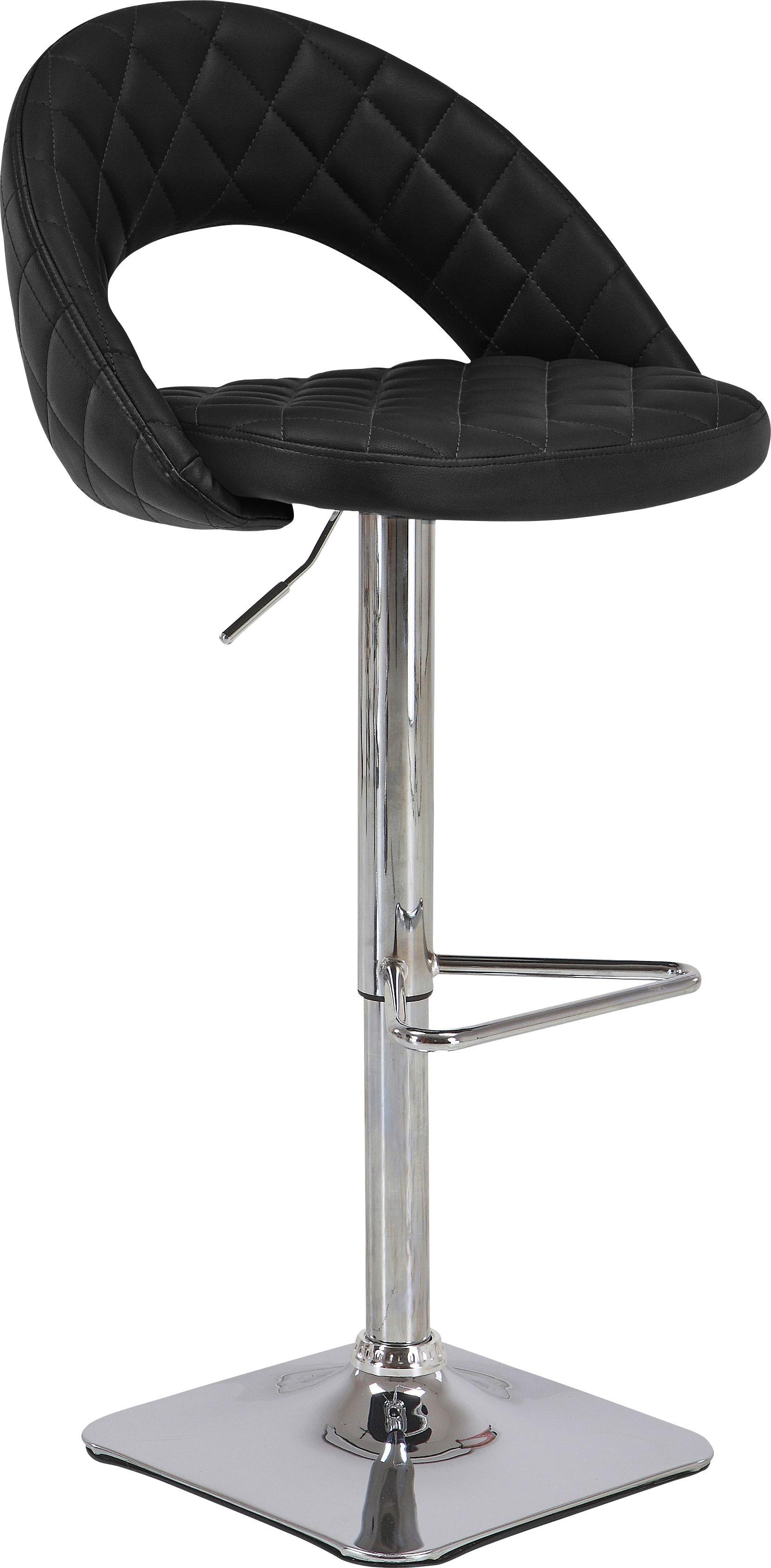 Barhocker Martin - Chromfarben/Schwarz, MODERN, Textil/Metall (55/89-110/53cm)