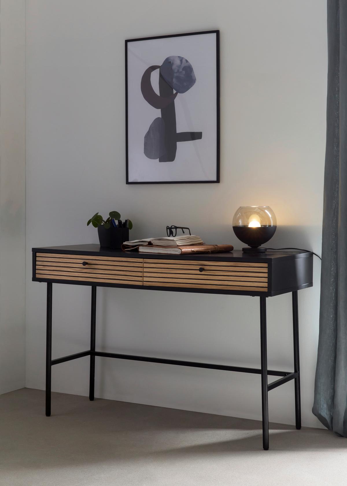Schreibtisch Schwarz/Eichefarben L: 120cm - Eichefarben/Schwarz, Design, Holz/Holzwerkstoff (120/50/75cm) - Livetastic