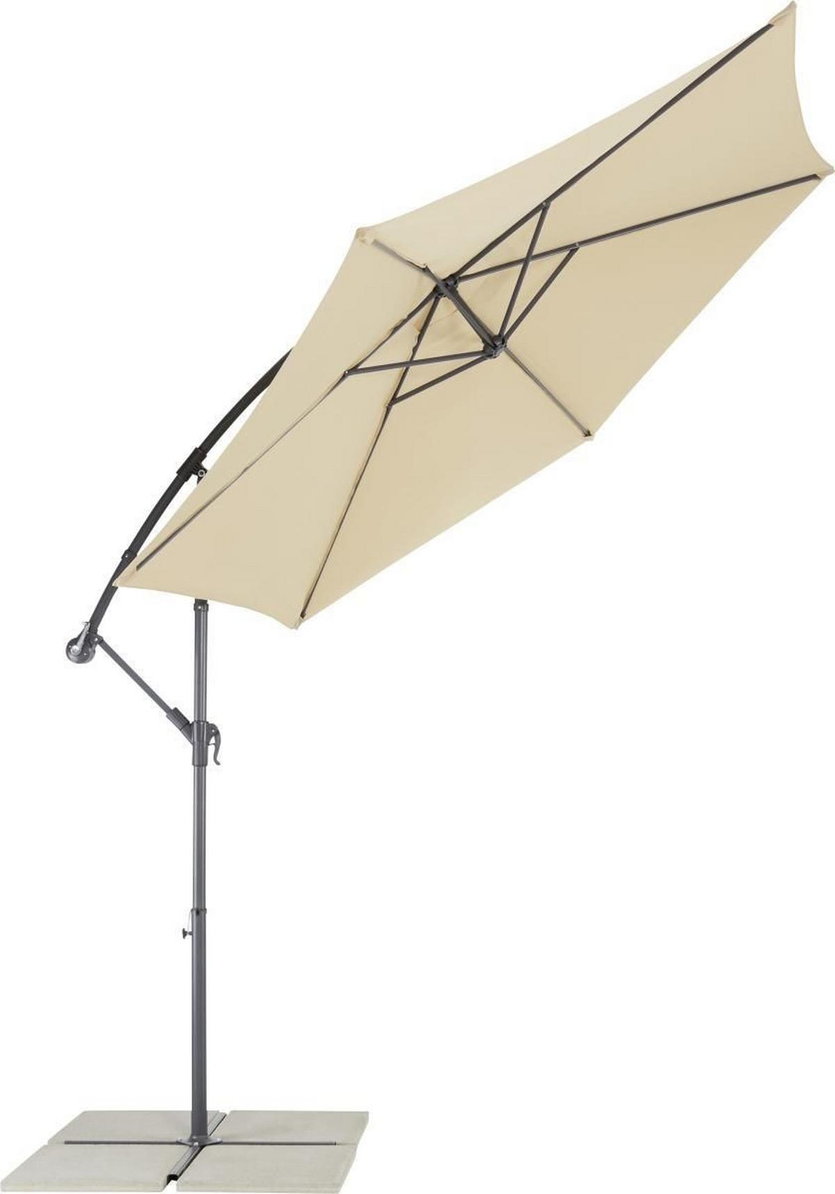 Ampelschirm Estelle Dm: 300 H: 245cm Natur - Naturfarben/Grau, KONVENTIONELL, Textil/Metall (300/245/300cm) - Ondega