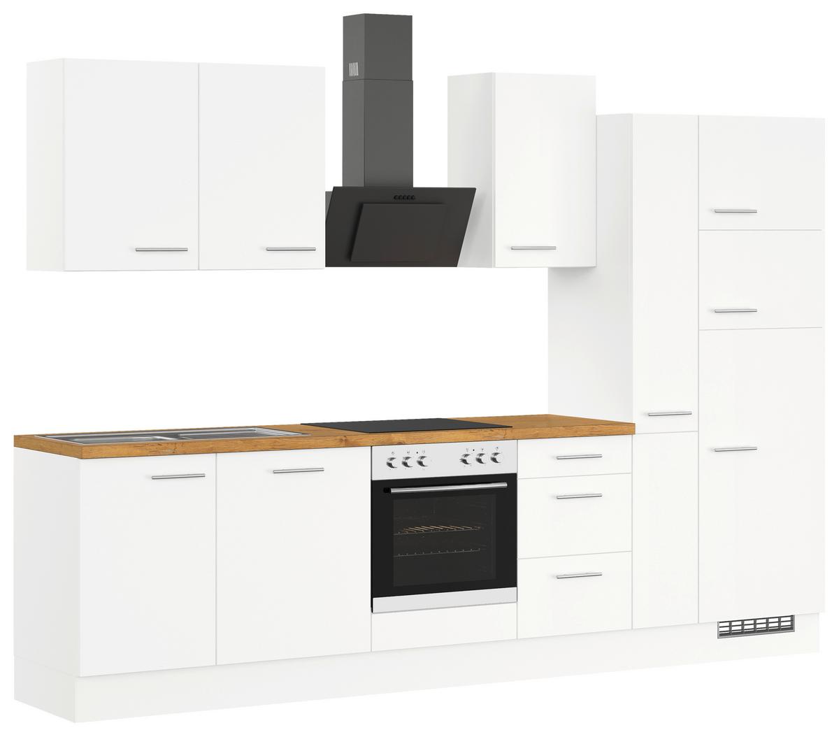 Küchenblock Ip120 Weiß B: 310 cm - Eichefarben/Weiß, Trend, Holzwerkstoff (310cm) - Impuls