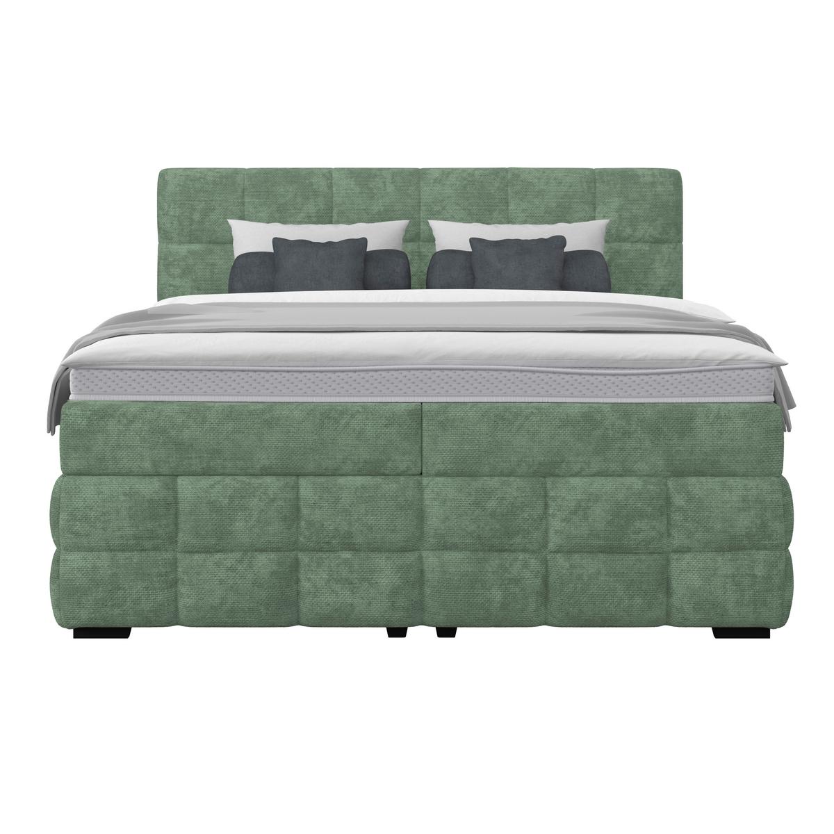 Čalúnená posteľ VEGA 160x200 cm, mätovozelená - čierna/zelená, Trend, drevo/textil (160/200cm)