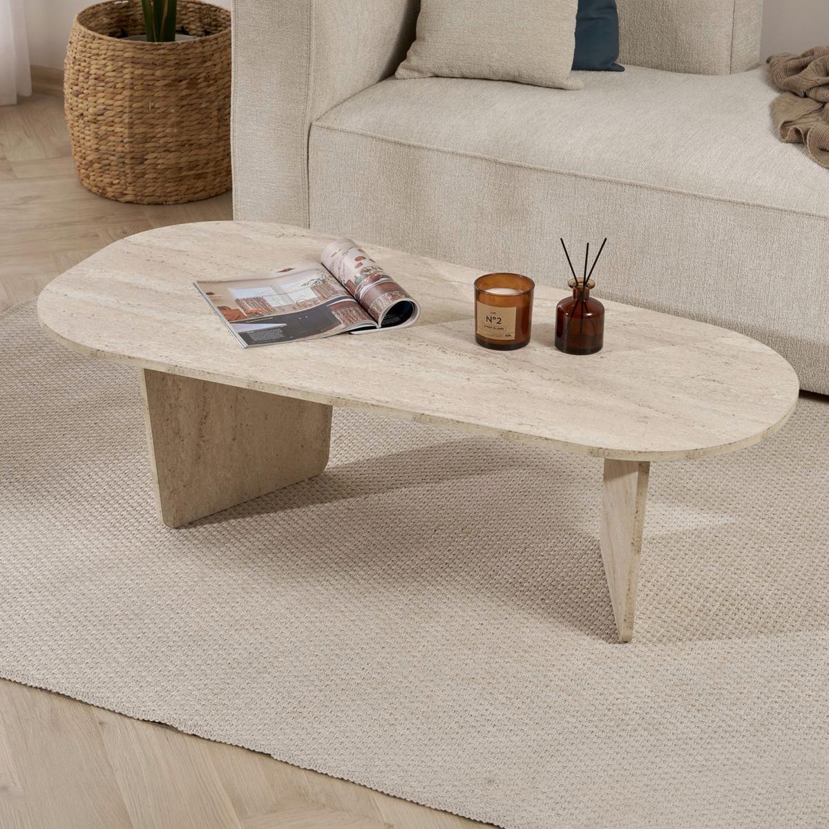 COUCHTISCH Ovalis Creme L: 130cm - Creme, Design, Holzwerkstoff (130/65/40cm) - MID.YOU
