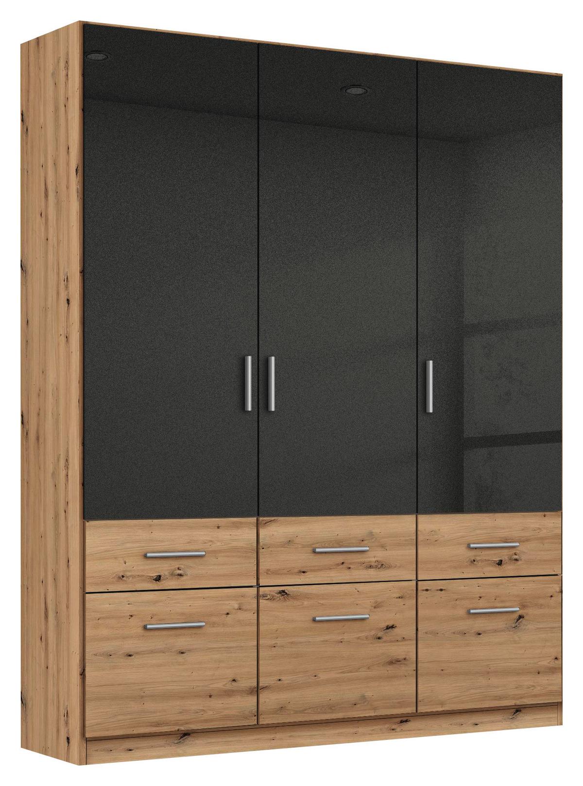 Nyílóajtós Szekrény Celle Extra 136/197 Cm - Artisan tölgy/sötétszürke, Design, faalapú anyag (136/197/54cm)