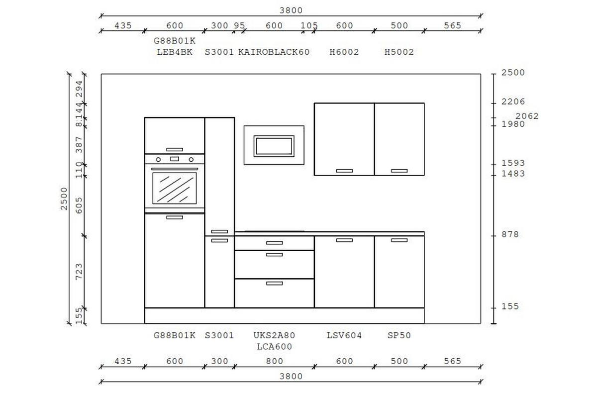 Kuchyňský blok PN 210, včetně 5 spotrebičů, 280 cm - bílá/šedá, Moderní, kompozitní dřevo (280cm) - Pino