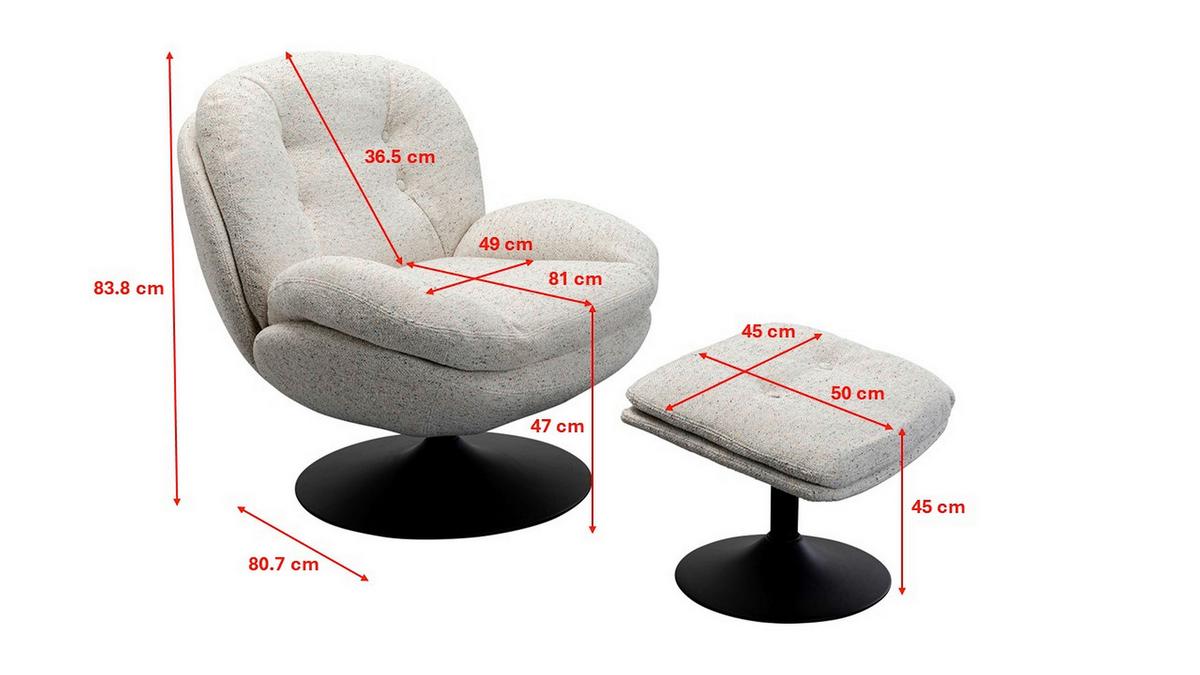 Sesselset Stanford Grau B: 84 Cm - Schwarz/Grau, MODERN, Textil (84/81/84cm) - Kare-Design