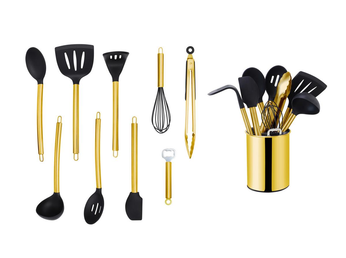 SADA KUCHYŇSKÉHO NÁČINÍ EW-KS-1002G - černá/barvy zlata, Basics, plast (13cm) - Echtwerk