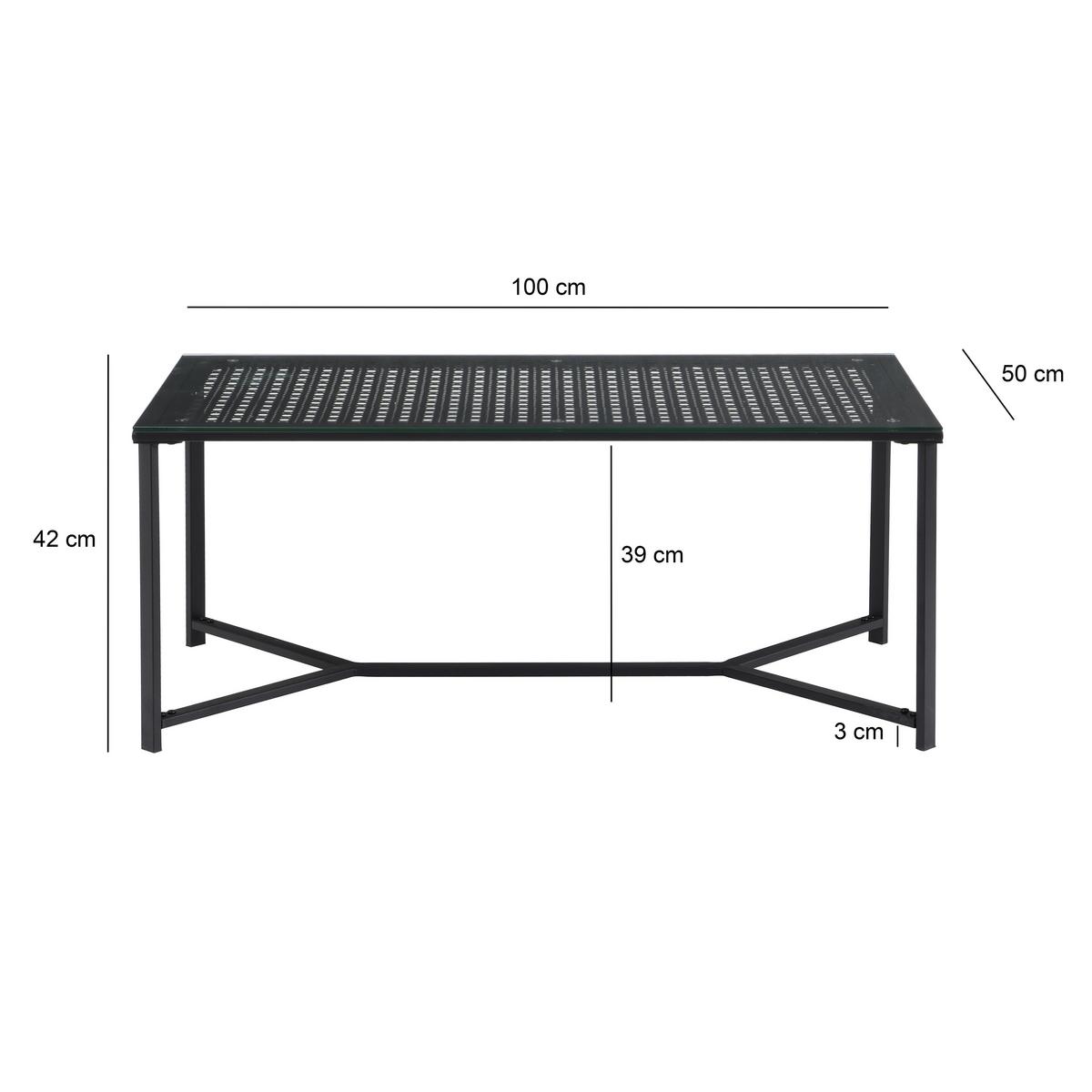COUCHTISCH Schwarz L: 100cm - Schwarz, Design, Glas/Metall (100/50/42cm) - MID.YOU