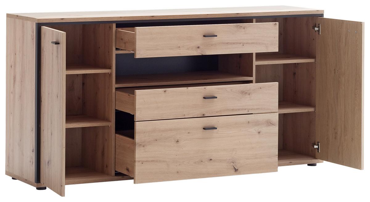 Sideboard 183 cm Buenos Aires Anthrazit/Eichefarben - Eichefarben/Anthrazit, Design, Holzwerkstoff (183/92/45cm) - MID.YOU