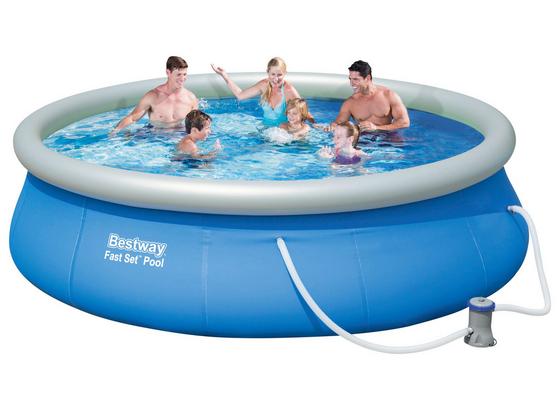 Schwimmbecken Fast Set Pool 57321 - Blau/Weiß, Kunststoff (396/84cm) - Bestway Schwimmbecken Fast Set Pool 57321 - Blau/Weiß, Kunststoff (396/84cm) - Bestway
