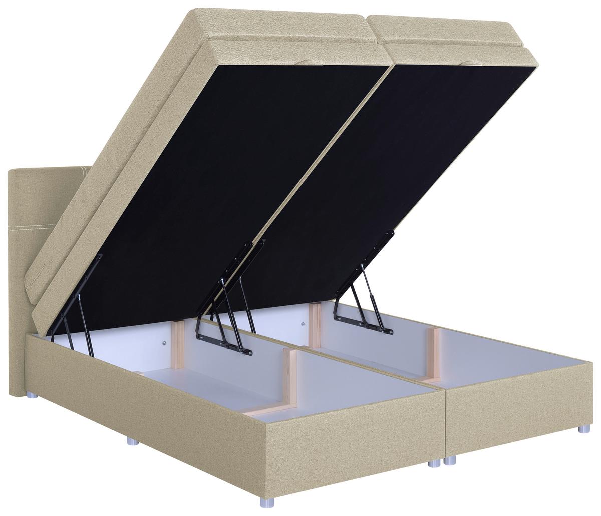 Boxspringbett Royal 180x200 Begie - Chromfarben/Beige, MODERN, Holzwerkstoff/Textil (180/200cm)