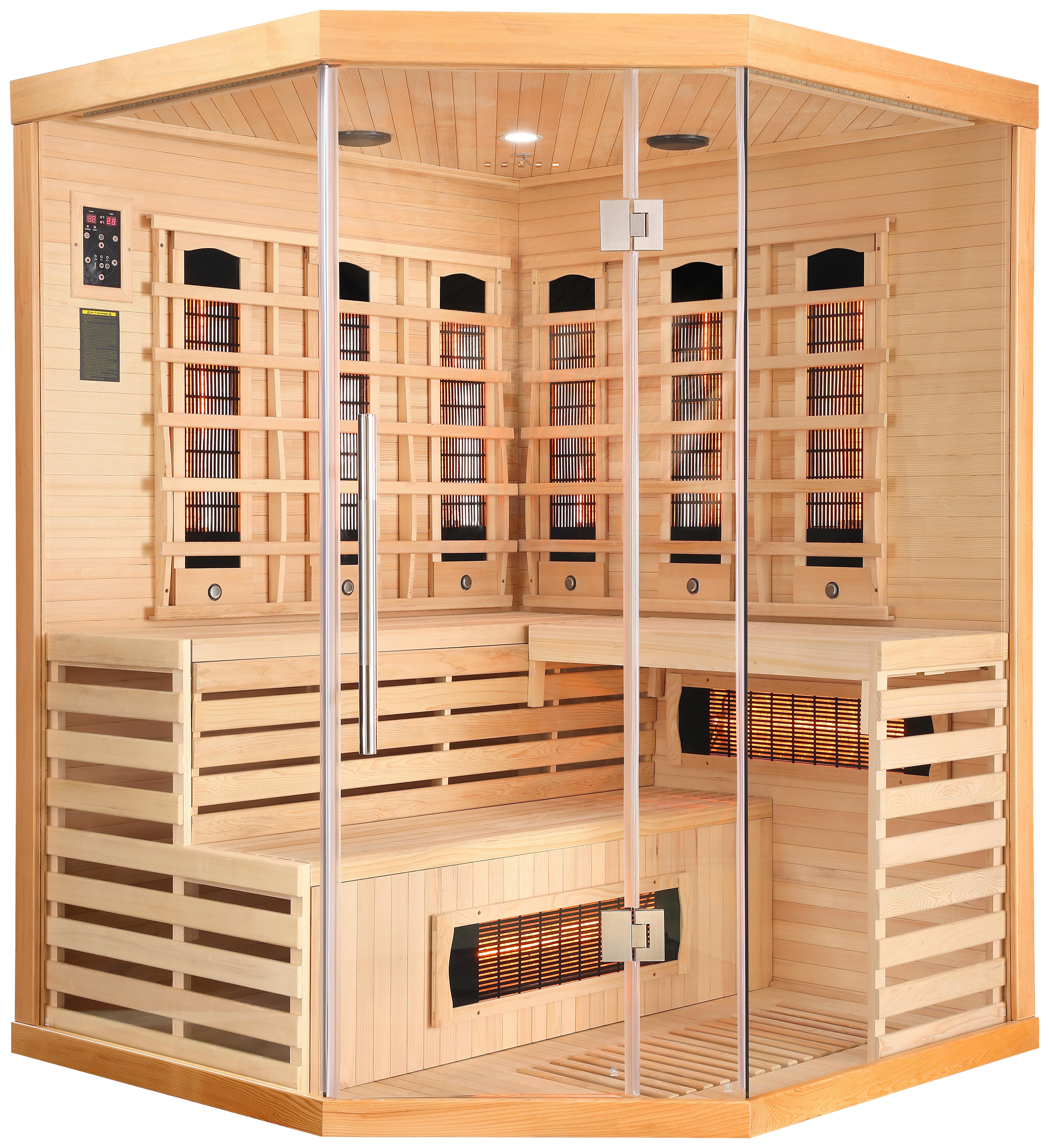 Infrarotkabine 4 Personen BxHxT: 150x200x150 cm Deluxe - Braun, MODERN, Holz (150/200/150cm) - Sanotechnik