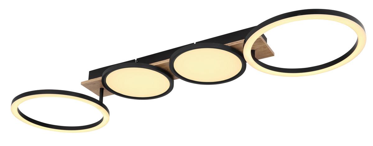 LED-Deckenleuchte 67282-38 - Dunkelbraun/Opal, Design, Holzwerkstoff/Kunststoff (108,5/30/11cm) - Globo
