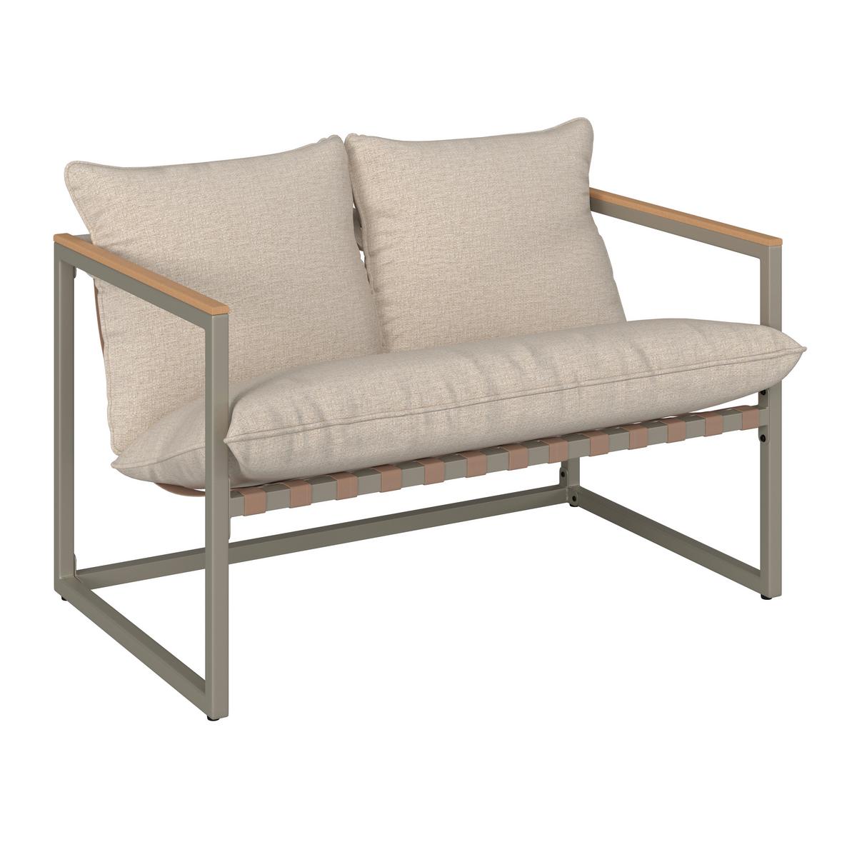 TERASOVÁ SEDACIA SÚPRAVA LARA - sivá/krémová, Modern, kov/textil (114cm) - Bessagi Garden