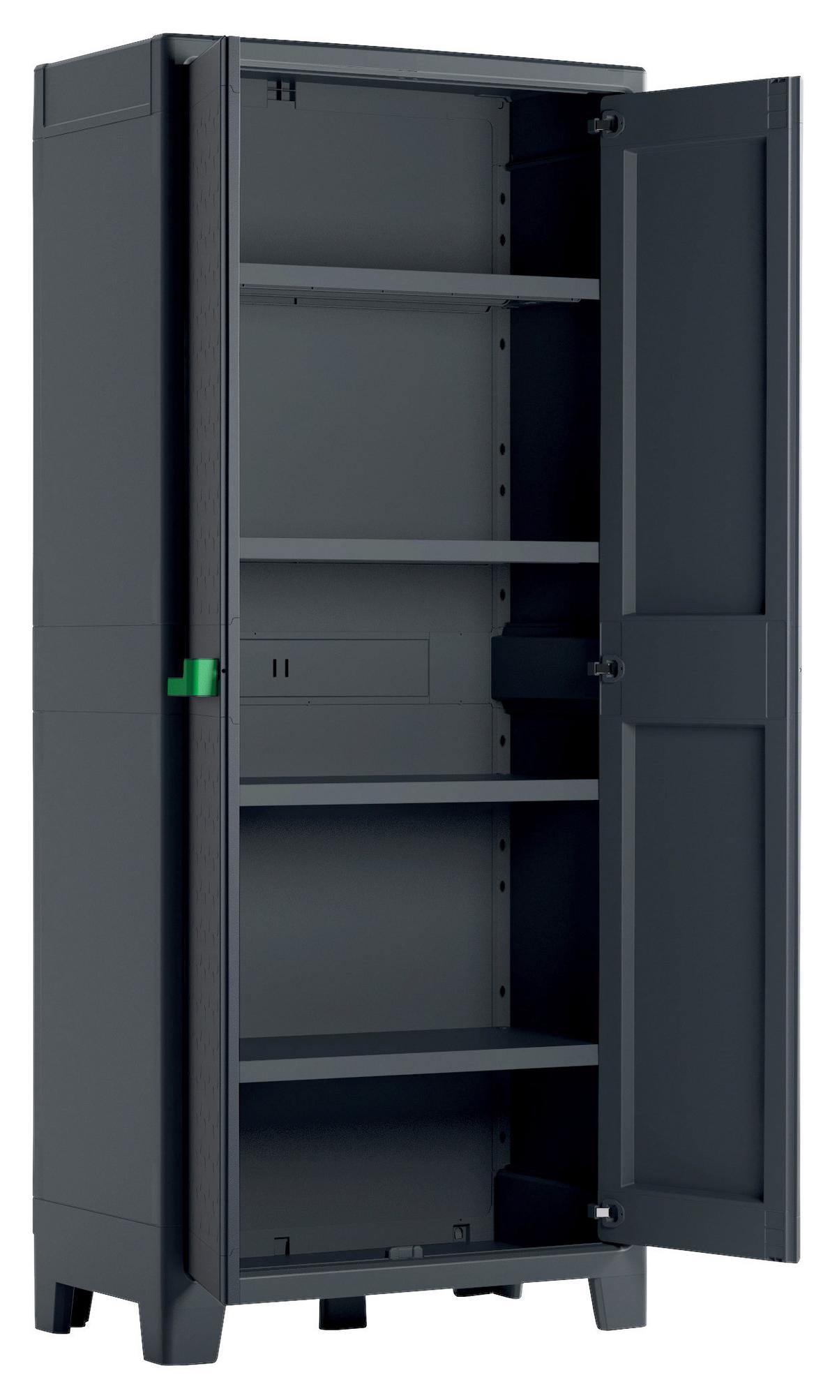 Geräteschrank Kunststoff Grün/anthrazit B/h: 44/182 Cm - Anthrazit/Grau, Design, Kunststoff (44/182/80cm) - Keter