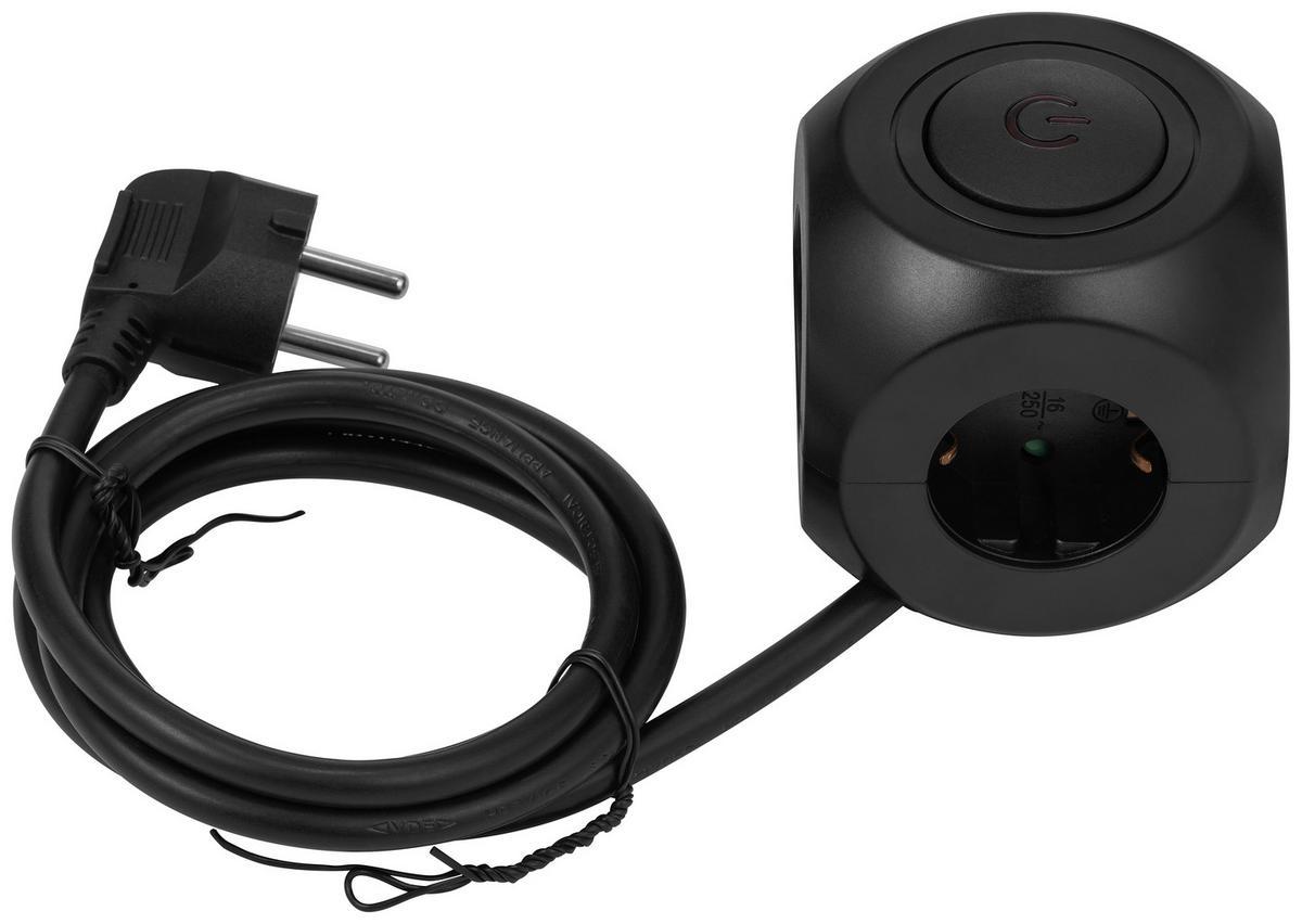 Multistecker Nua - Schwarz, Basics, Kunststoff/Metall (7,9/7,9/8,3cm) - Ondega