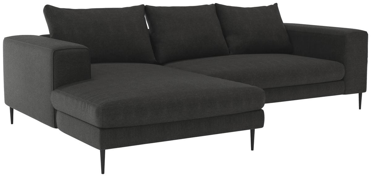 Ecksofa Aurora II - Schwarz/Graphitfarben, MODERN, Textil (170/325cm) - Trendmanufaktur