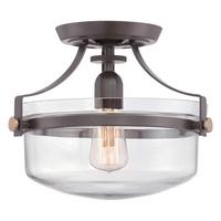 Deckenleuchte Qz-Penn-Station-F-Wt - Dunkelbraun/Bronzefarben, Natur, Glas/Metall (33/26.7cm) - Elstead Lighting