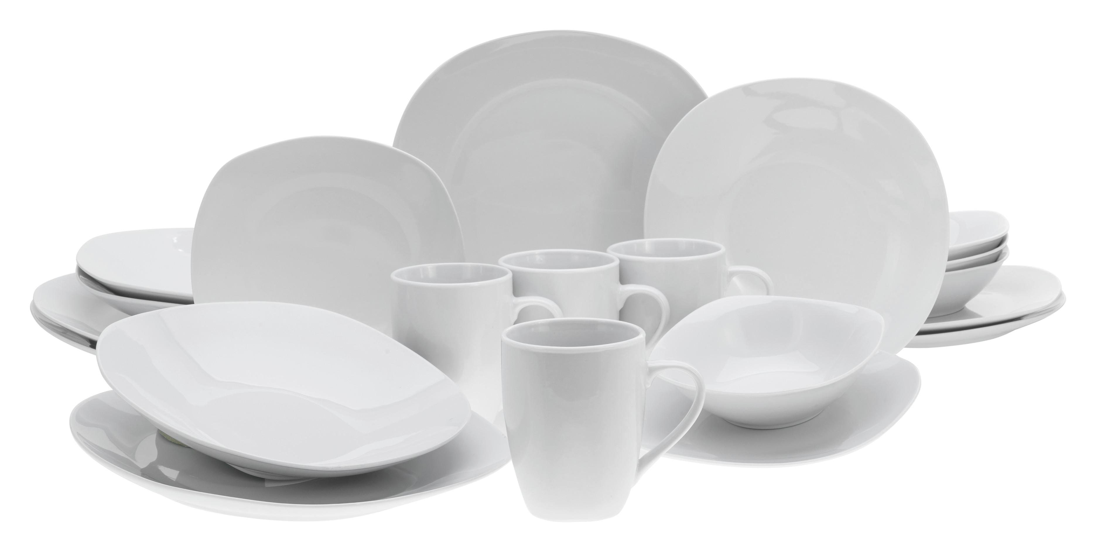 Kombiservice Porzellan 4 Personen Geschirr Set - Weiß, Basics, Keramik - Creatable