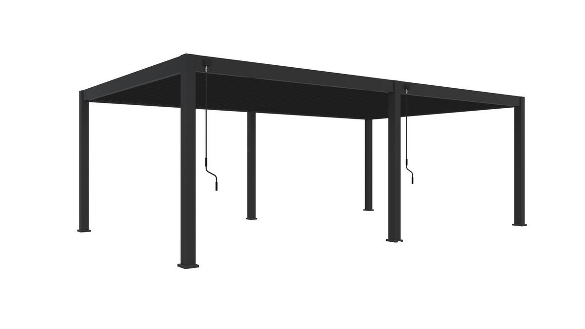 Pergola Deluxe Plus 400x800cm Wetterfest, Elektrisch - Anthrazit, Basics, Metall (400/255/800cm) - Gardenson