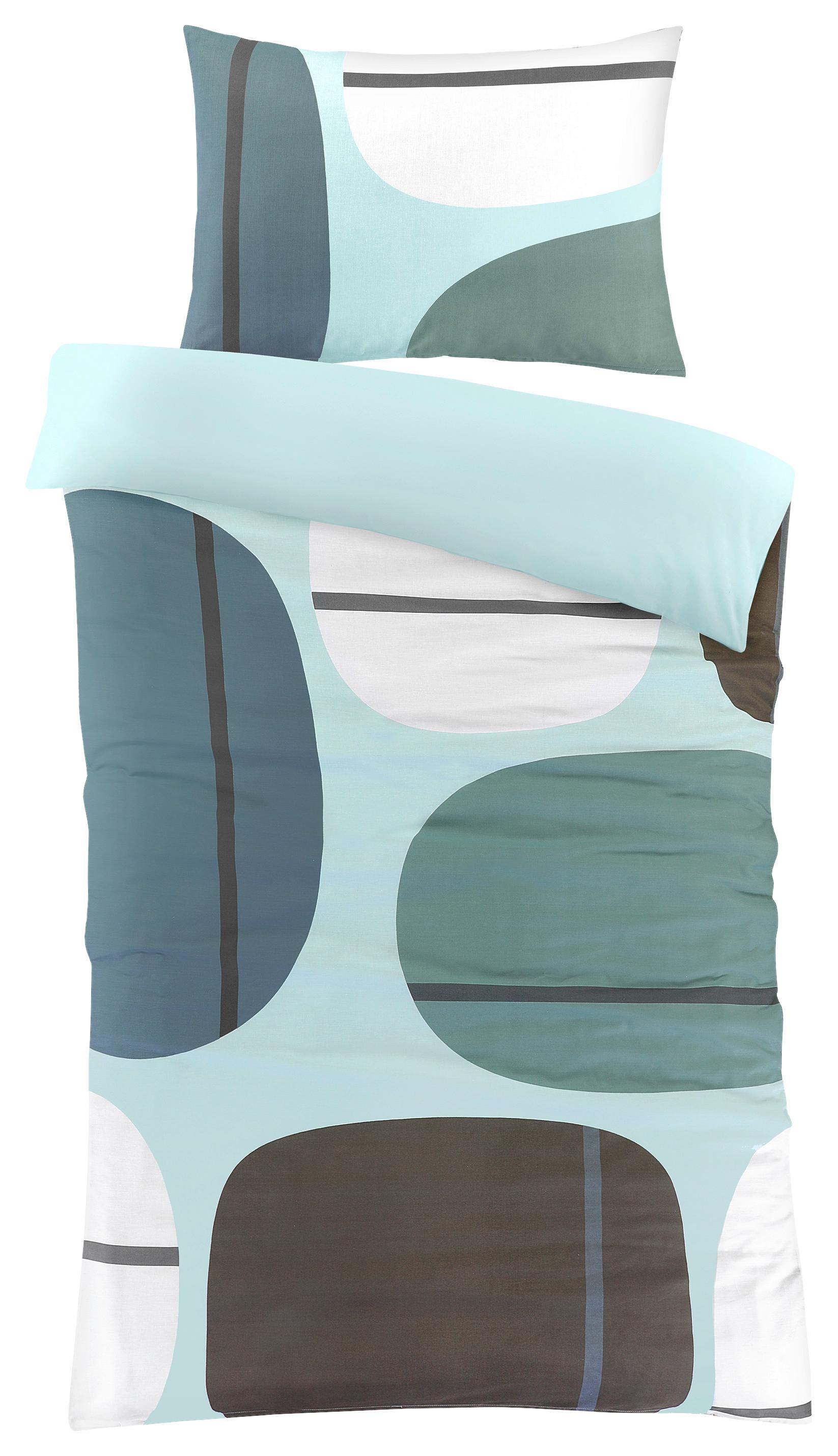 Bettwäsche 140x200 cm Tabea Renforce, Blau - Pastellblau/Weiß, MODERN, Textil - Luca Bessoni