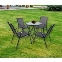 Gartenset Sonlas XL 5-teilig Anthrazit - Anthrazit, MODERN, Glas/Metall - MID.YOU