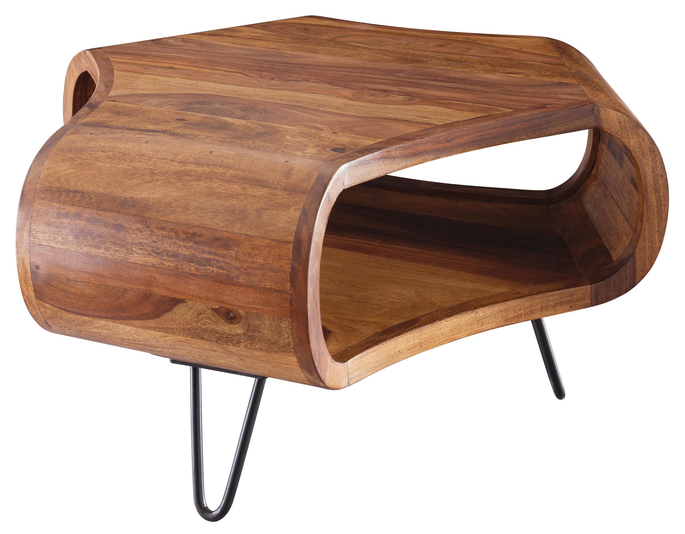 Konferenčný Stolík Wl5.603 Masív - čierna/farby sheesham, Design, kov/drevo (55/55/38cm) - MID.YOU
