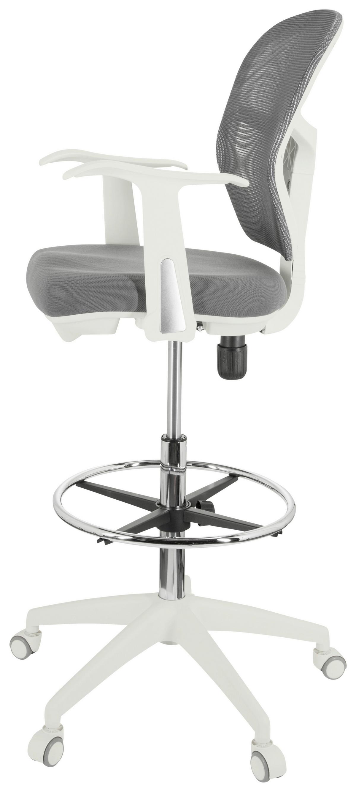 Bürostuhl Top Work 108 W Grau/weiß Bis 120 Kg - Weiß/Grau, Basics, Kunststoff/Textil (68/115/55cm) - MID.YOU