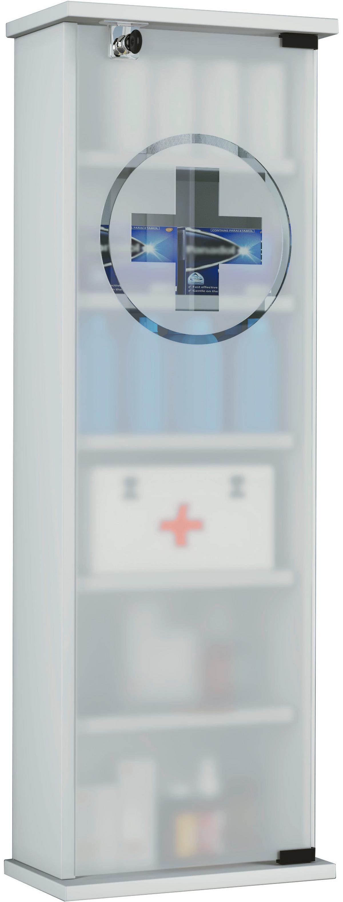 Medizinschrank Omal XXL Weiß 31x92 cm versperrbar - Weiß, Basics, Glas/Holzwerkstoff (31/92/18cm) - MID.YOU