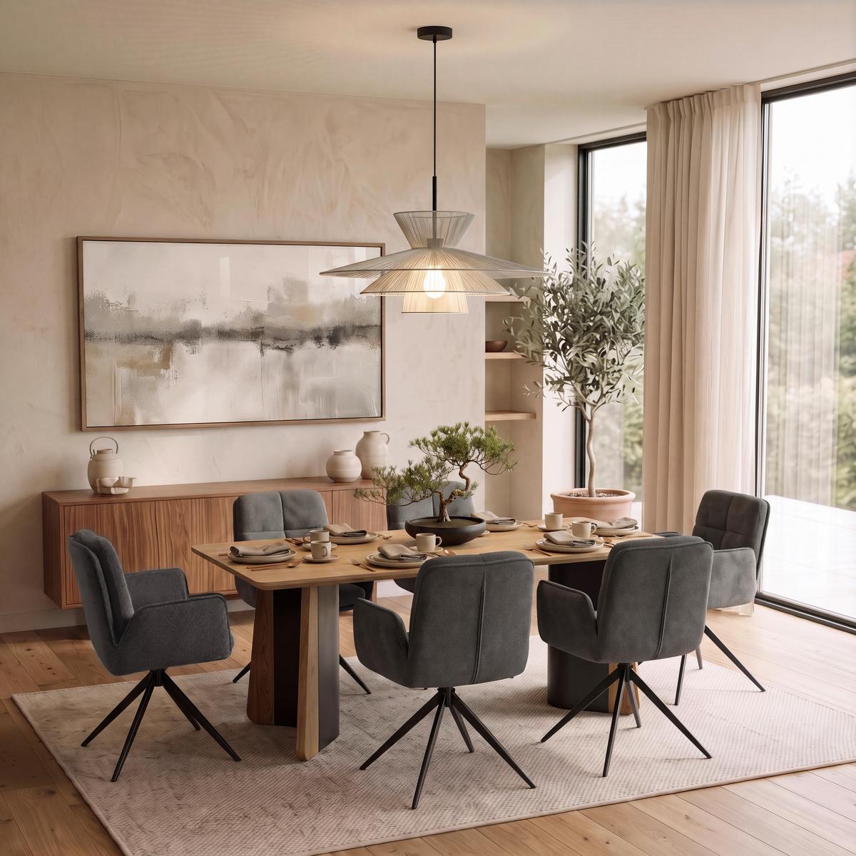 Židle s područkami Nalani, látkový potah, otočné, - tmavě šedá, Moderní, kov/textil (58/86/62cm) - Bessagi Home