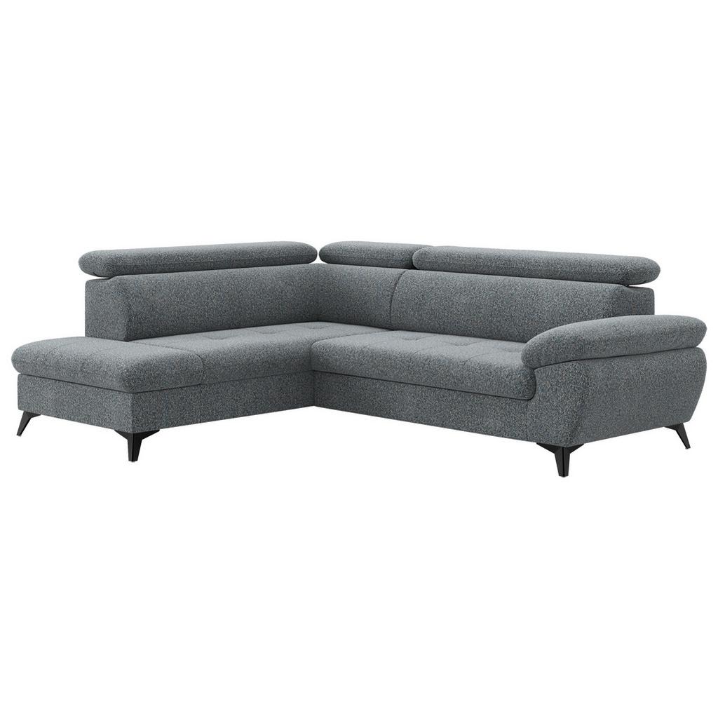 Ecksofa mit Bettfunktion Hudson, Chenille grau