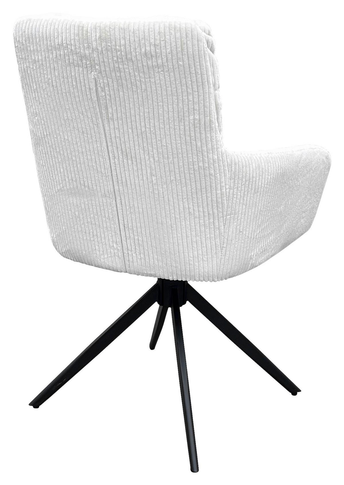 Armlehnstuhl-set Pura, Drehbar, Weiß 2er - Schwarz/Weiß, Design, Textil/Metall (58/88/64cm) - MID.YOU