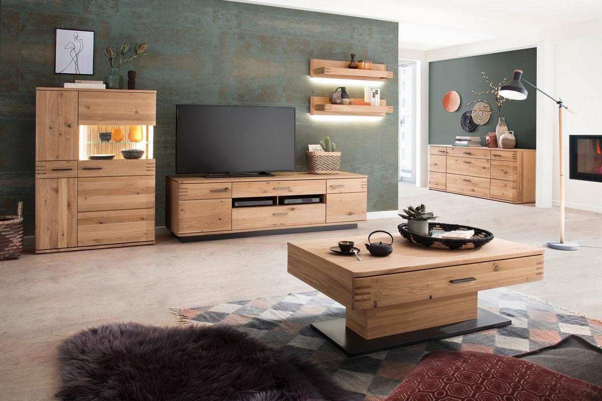 TV-Element Salvador B: 180 cm Eiche Dekor - Eichefarben/Schwarz, Design, Holz/Holzwerkstoff (180/56/50cm) - Livetastic