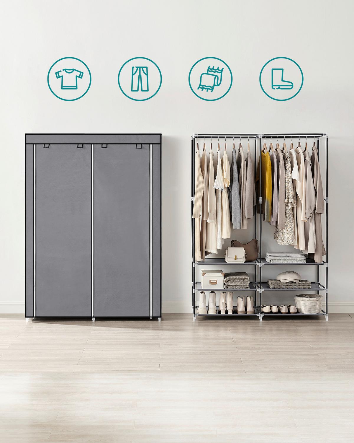 STOFFSCHRANK Dunkelgrau B: 127cm - Dunkelgrau, Basics, Textil/Metall (127/176/45cm)
