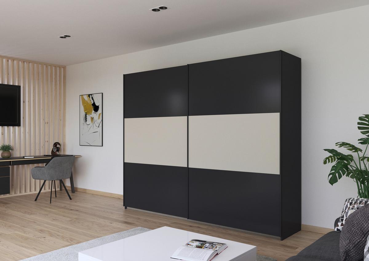 Schwebetürenschrank Neo Grau Champagner B: 261 cm - Champagner/Alufarben, MODERN, Holzwerkstoff (261/210/59cm) - Rauch Möbel