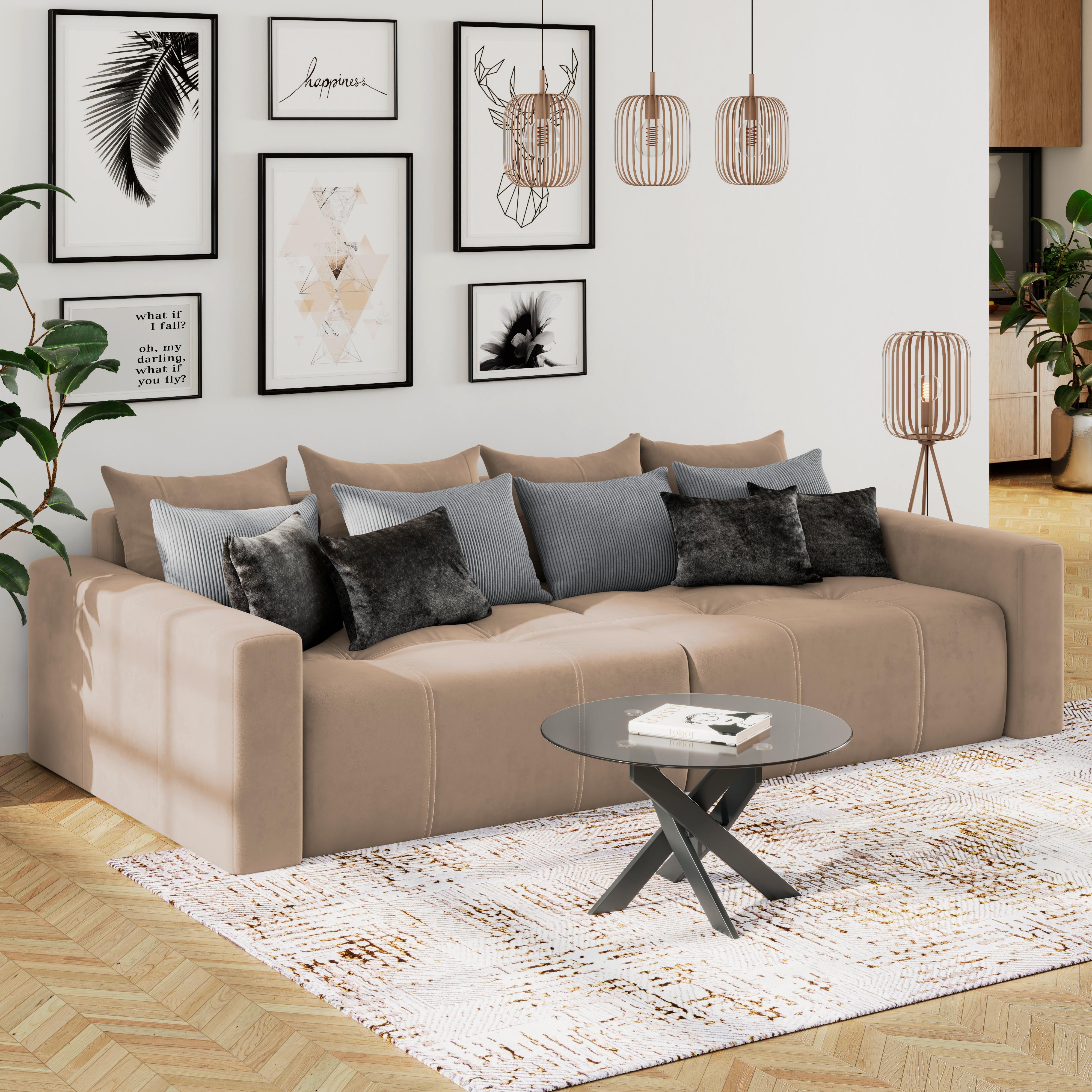 Big Sofa Mit Schlaffunktion Hanna B: 280 Cm Taupe - Taupe/Schwarz, MODERN, Textil (280/87/145cm)