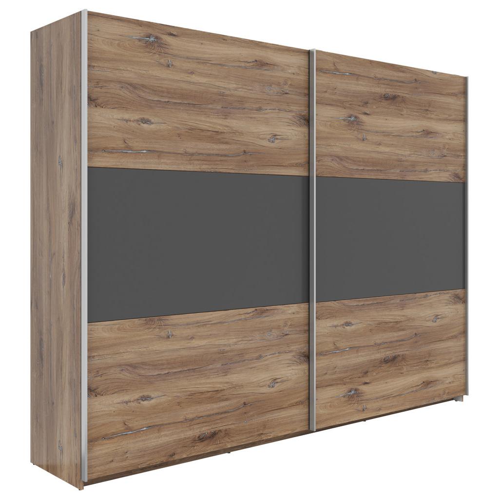 Schwebetürenschrank B: 270 cm Flagstaff Eiche / Graphit