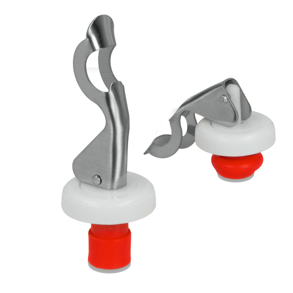 Flaschenverschlußset Mae 2-Er Metall/Kunststoff - Edelstahlfarben/Weiß, Basics, Kunststoff/Metall (9,50/16,0/3,7cm) - Metaltex