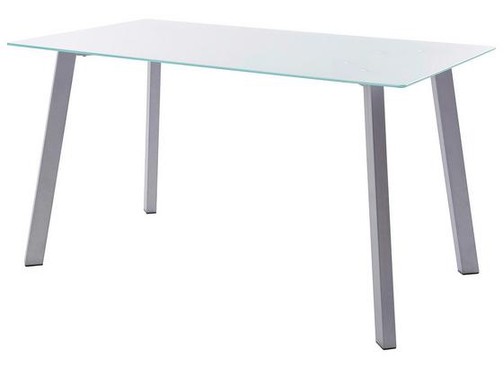 Jídelní Stůl Zuri - bílá/barvy stříbra, Moderní, kov/sklo (140/75/80cm) Jídelní Stůl Zuri - bílá/barvy stříbra, Moderní, kov/sklo (140/75/80cm)