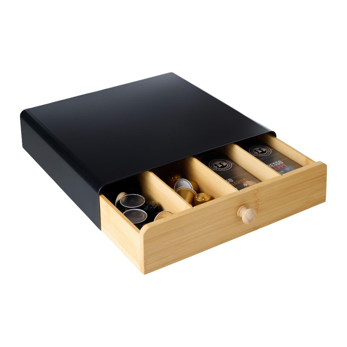 Organizér na kávu GEORGE - čierna/prírodná farba, Konventionell, kov/prírodné materiály (33/31/7,5cm) - Mömax