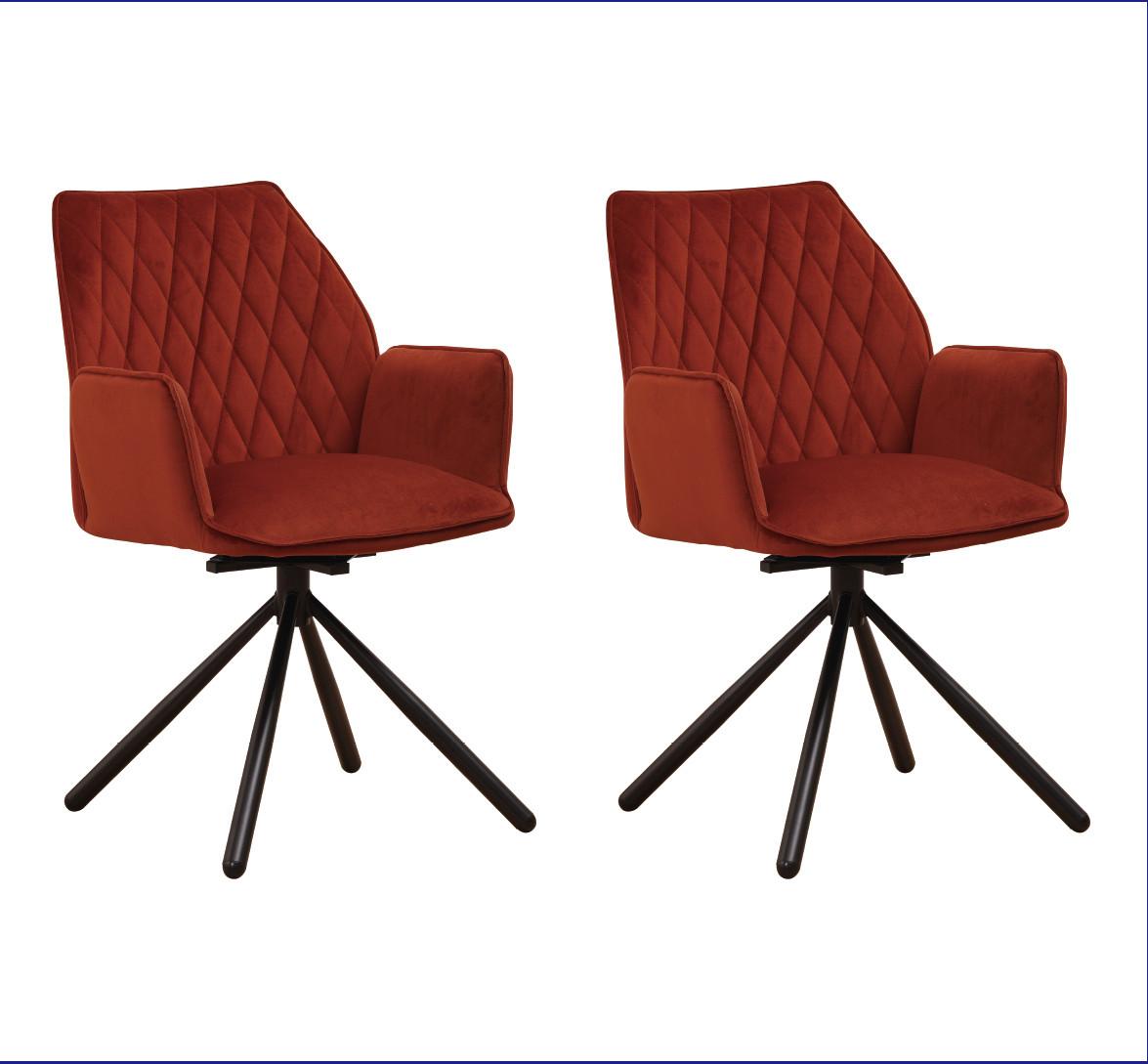 Armlehnstuhl-Set Donny Kupferfarben B: 57,5 cm - Schwarz/Kupferfarben, MODERN, Textil/Metall (57,5/92/52cm) - MID.YOU
