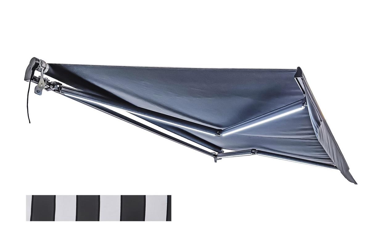 MARKISE ELEKTR. MARKISE 395X250 WEIß - Dunkelgrau/Anthrazit, MODERN, Kunststoff/Metall (250/20/395cm) - Gardenson