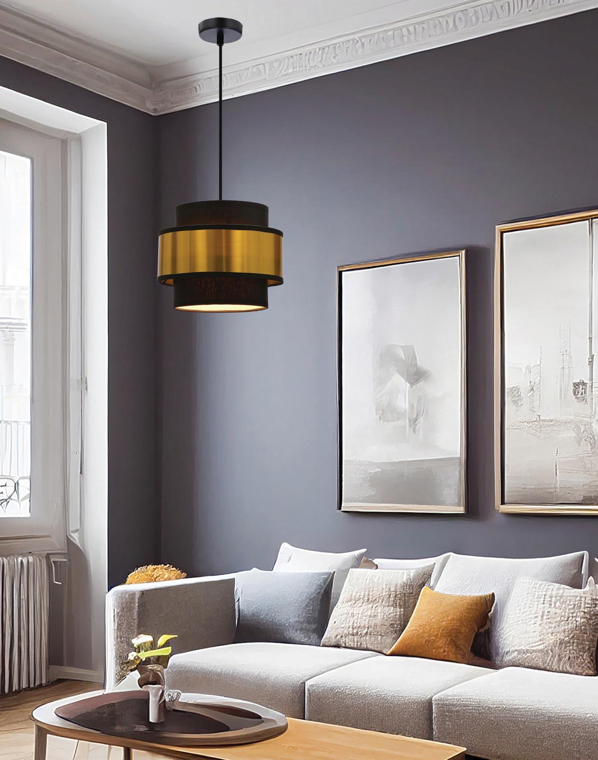 Pendelleuchte 31-17918 Prestige - Goldfarben/Schwarz, Design, Kunststoff/Metall (20/100cm)