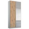 Drehtürenschrank 51cm Alabama Extra, Hellgrau - Transparent/Silberfarben, MODERN, Holzwerkstoff (91/229/54cm)