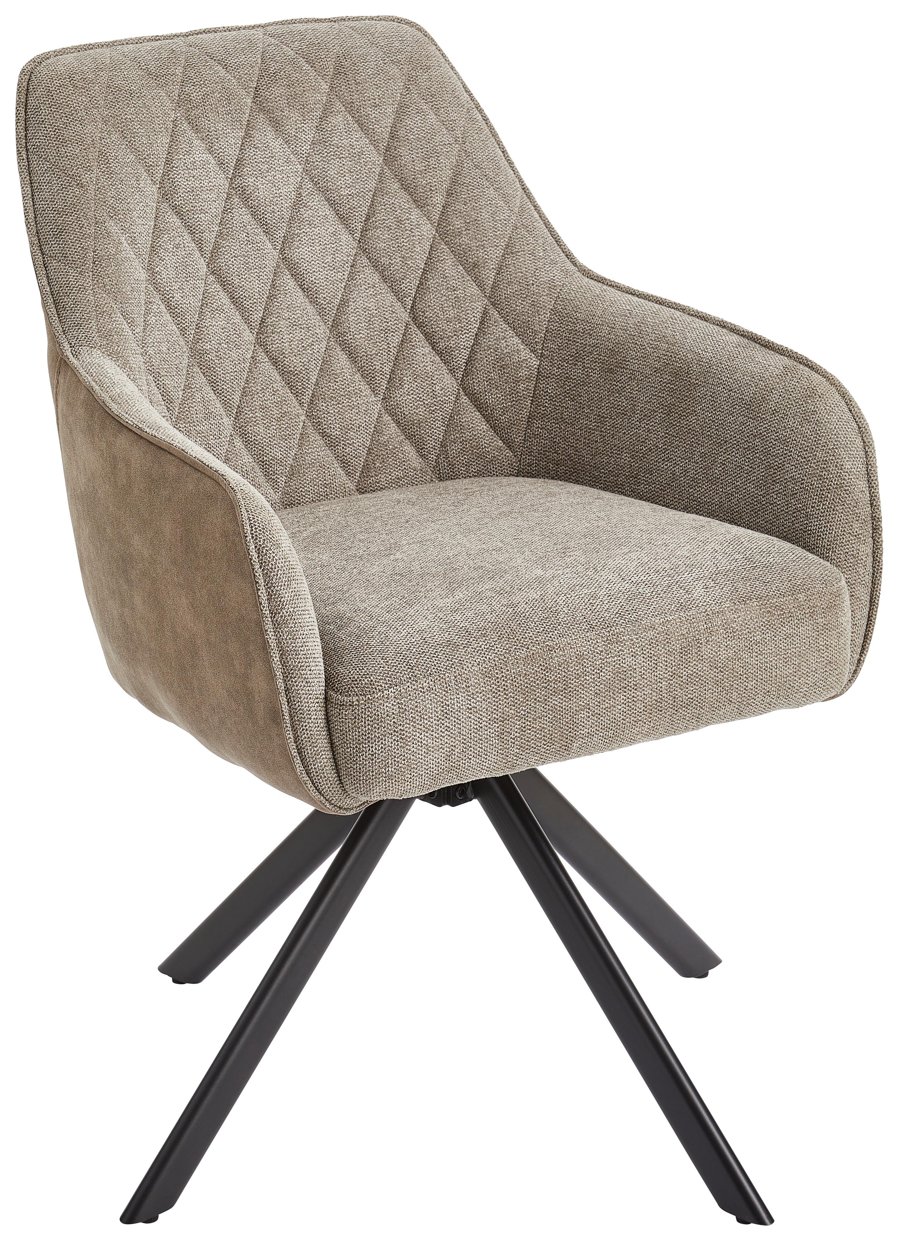 Armlehnstuhl Jule - Schwarz/Braun, MODERN, Holz/Textil (60/87/65cm) - Livetastic