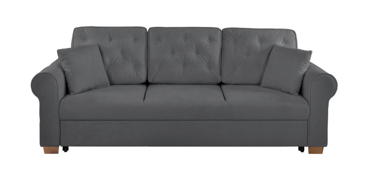 Schlafsofa Arles, Dunkelgrau 120 B: 240cm - Dunkelgrau/Buchefarben, Design, Textil (240/94/98cm) - MID.YOU